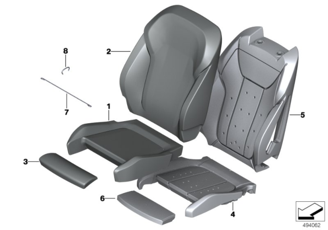 2020 BMW X3  Foam Part, Sports Seat Diagram for 52106994374