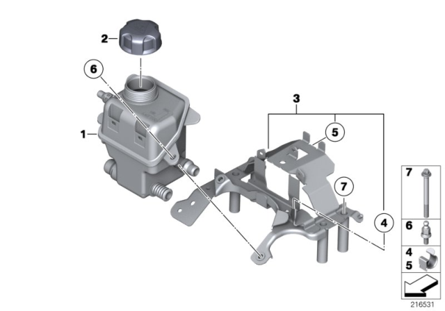 2011 BMW 750Li  Bracket Expansion Tank Diagram for 17137592473