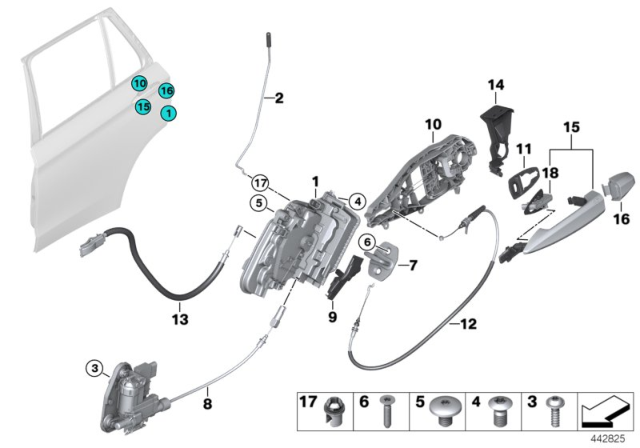 2015 BMW X5  Rear Door-Latch Left Diagram for 51207323783