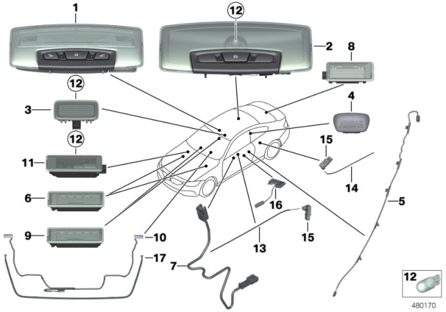 2020 BMW 440i xDrive  Interior Light Diagram for 63319280501