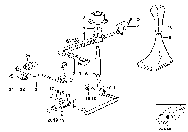 1988 BMW 325i  Gear Shift Knob/5 Speed Diagram for 25117500299