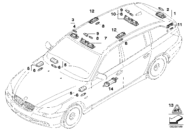 2008 BMW 535xi  Interior Reading Light, Rear Diagram for 63316962057