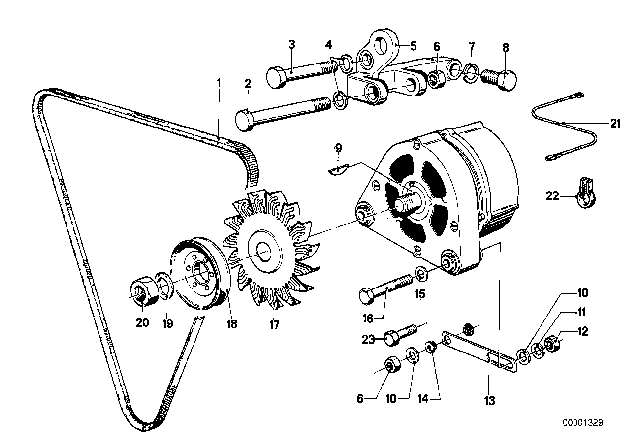 1981 BMW 320i  Pulley Diagram for 12311361611