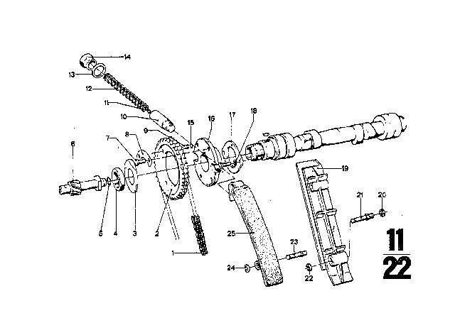 1973 BMW 3.0S  Timing Chain Diagram for 11310731105