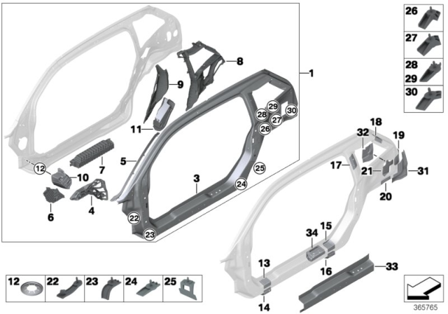 2019 BMW i3s  Holder, Side Sill, Rear Left Diagram for 41007355325