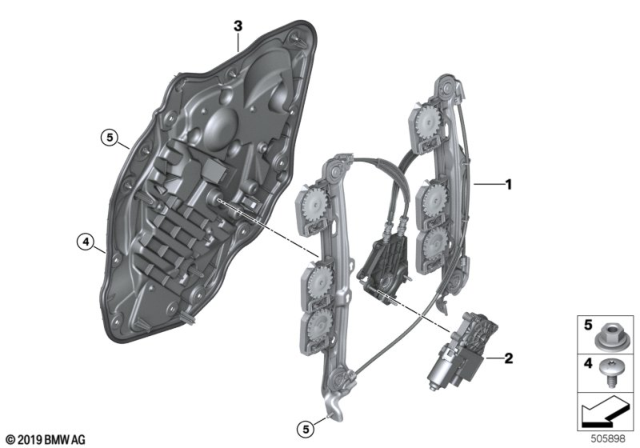 2020 BMW M235i xDrive Gran Coupe  WINDOW LIFTER WITHOUT MOTOR Diagram for 51354876379