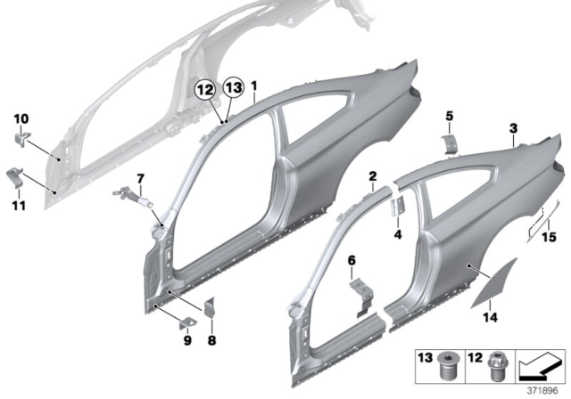 2016 BMW M4 Left Supporting Strut Reinforcement Diagram for 41008063225