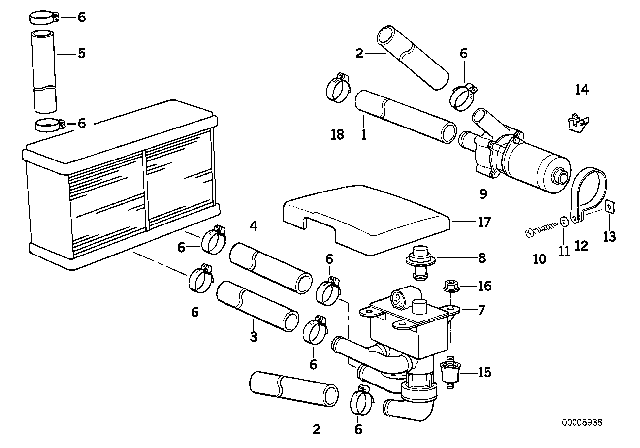 1995 BMW 840Ci  Inlet Water Hose Diagram for 64211394296
