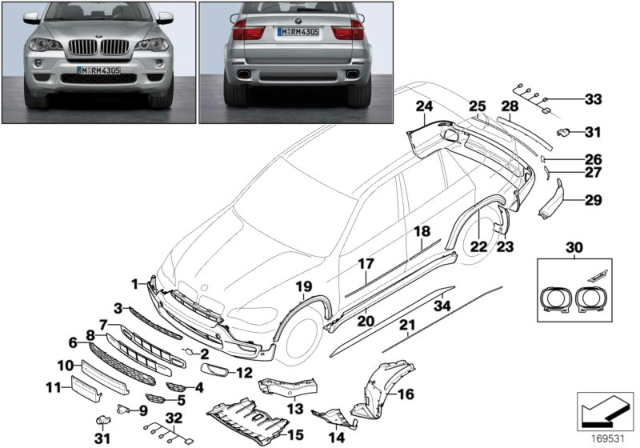 2009 BMW X5  Licence Plate Holder, Primed Diagram for 51138037271