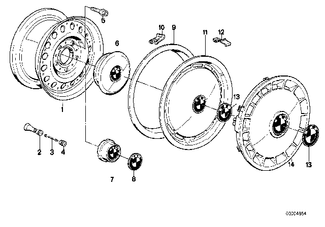 1988 BMW 528e  Alpina Black 21 Inch Individual Rims Diagram for 36121120779