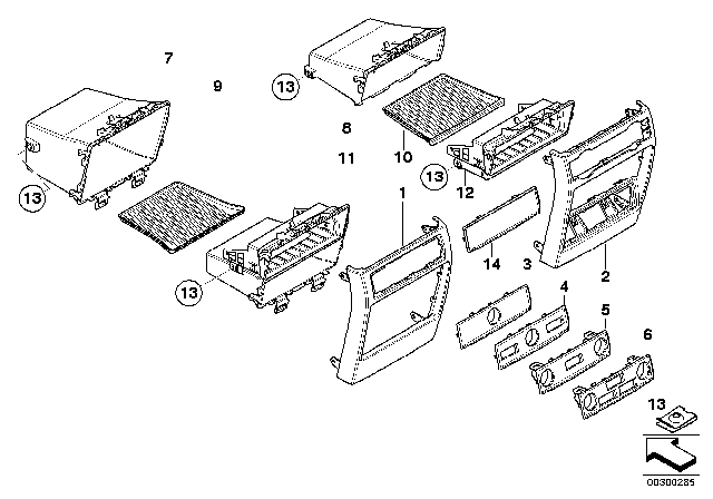 2010 BMW X5 Oddments Tray Centre Console, Rear Diagram for 51166973515