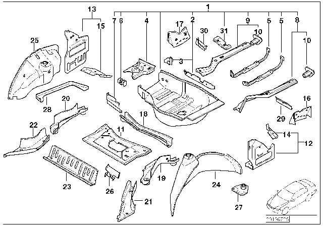 2007 BMW 750i Wheelhouse Extension, Right Diagram for 41147044064