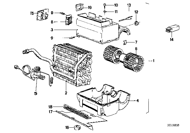1985 BMW 524td  Blower Unit Diagram for 64511374605