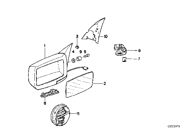 1993 BMW 535i Covering Left Diagram for 51161946555