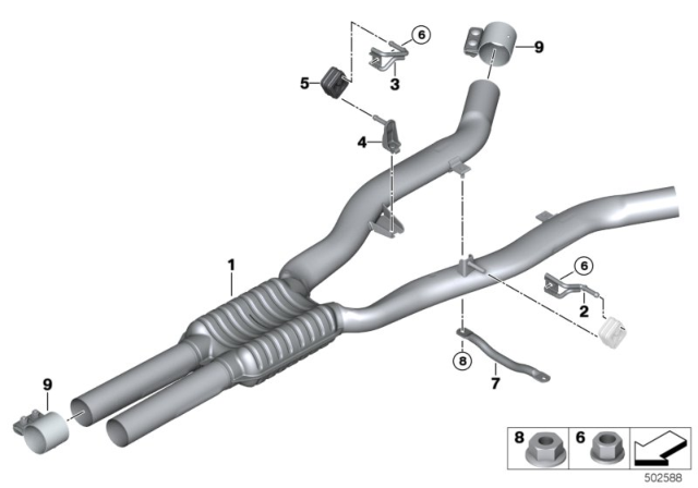 2013 BMW 650i Rubber Mounting Diagram for 18207589950