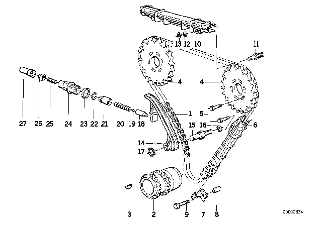 1989 BMW 750iL  Chain Guide Diagram for 11311710134