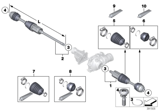2018 BMW X4  Repair Kit Bellows, Interior Diagram for 31607620599