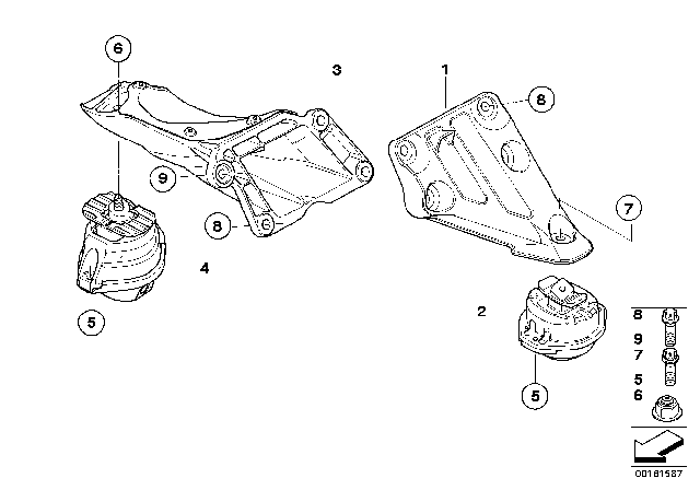 2009 BMW 535i xDrive  Engine Mount Left Diagram for 22116769285