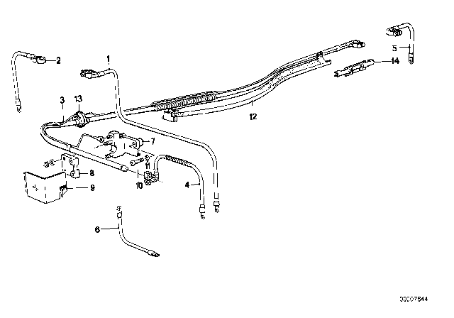 1990 BMW 325i Positive Plus Pole Battery Cable Diagram for 12421711258