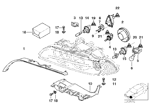 1997 BMW 540i  Long Life Light Bulb Diagram for 63216926918