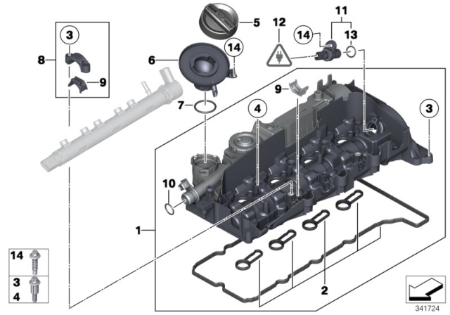 2018 BMW 328d xDrive  Gasket Set, Cylinder Head Cover Diagram for 11128511814