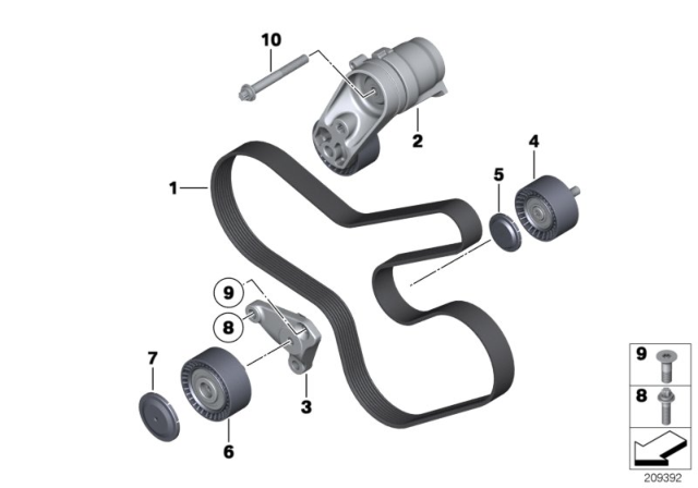 2013 BMW ActiveHybrid 7  Mechanical Belt Tensioner Diagram for 11287604935