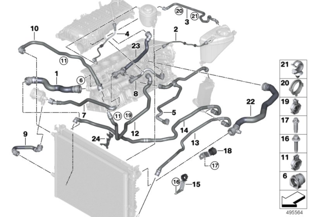 2018 BMW 540i  Hose Clamp Diagram for 17123417852