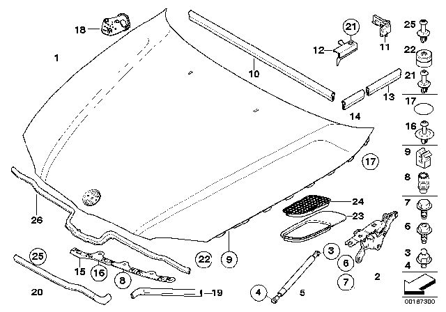 2009 BMW 328i xDrive Seal, Engine Bonnet, Front Right Diagram for 51237159608