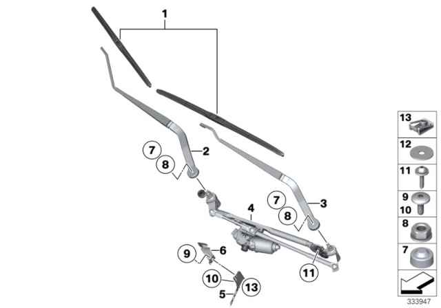 2019 BMW X6  Wiper Blades Diagram for 61610039697