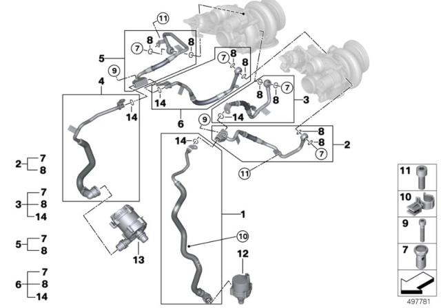 2020 BMW X7  Electric Coolant Water Pump Diagram for 11518486849