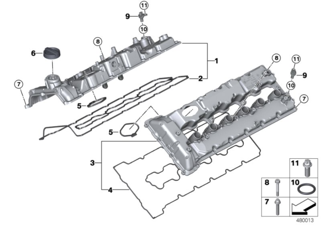 2019 BMW M760i xDrive  Profile Seal, Cylinder Head Cover Diagram for 11128621955
