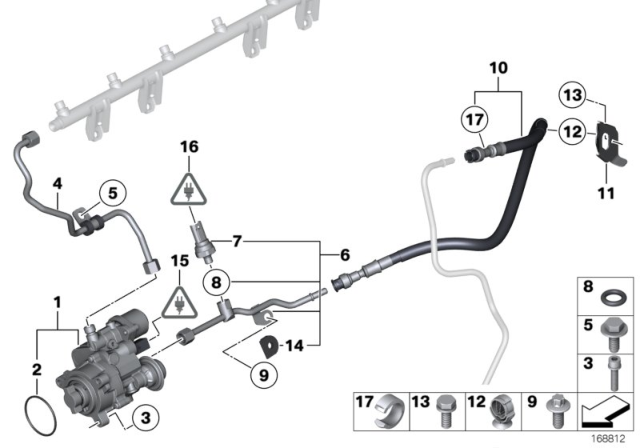 2011 BMW 1 Series M  High Pressure Pipe Diagram for 13537536566