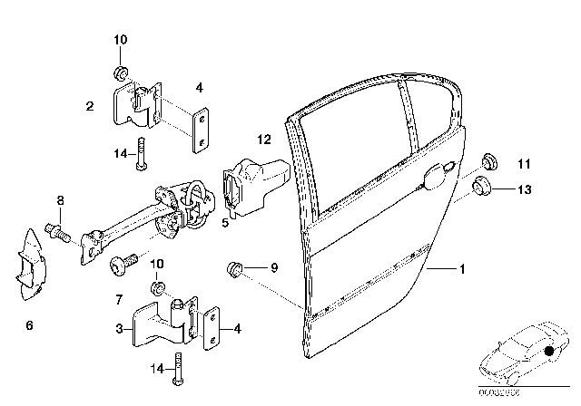 2003 BMW 330i  Hinge, Rear Door, Lower, Left Diagram for 41528240085