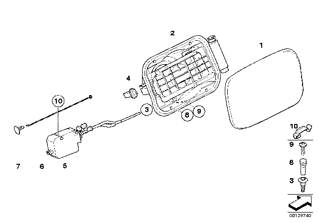 2007 BMW X3  Fill-In Flap Diagram for 51177055877