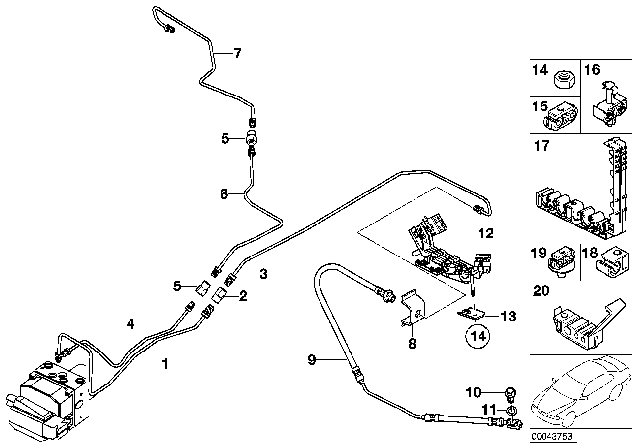 2000 BMW X5  Brake Hose, Left Diagram for 34301165765
