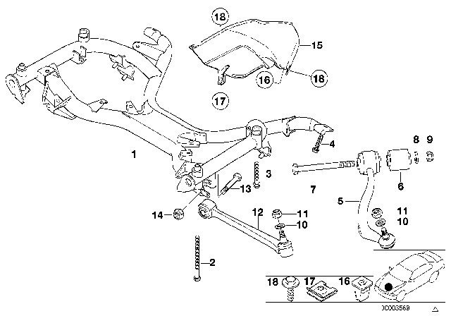 2003 BMW 540i  Repair Kit, Wishbone, Right Diagram for 31122339998