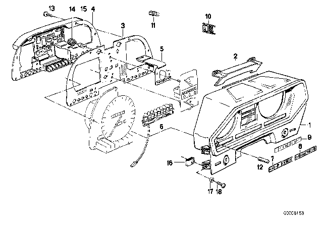 1985 BMW 635CSi Control Symbol Light Left Diagram for 62111381817