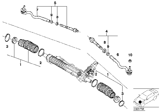 2003 BMW 325xi  Steering Tie Rod End Right Diagram for 32106774321