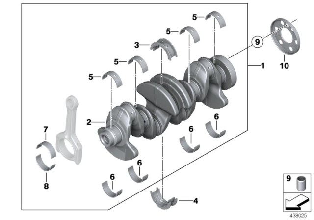 2013 BMW X1  Yellow Connecting Rod Bearing Diagram for 11247576714