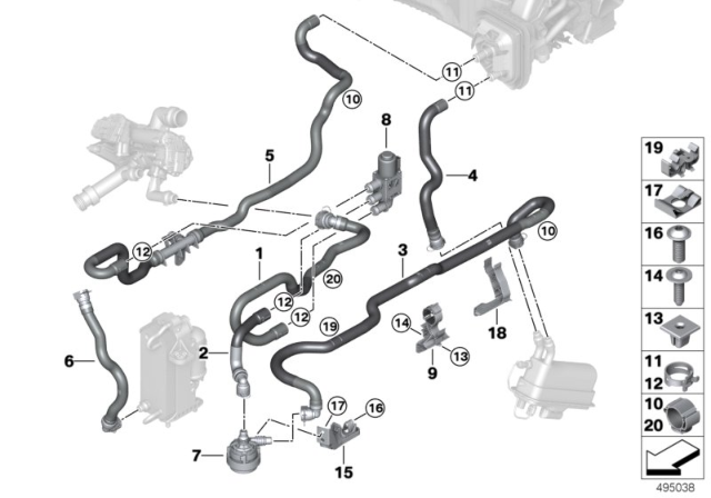 2020 BMW 745e xDrive COOLANT HOSE RADIATOR FEED 3 Diagram for 64219109727
