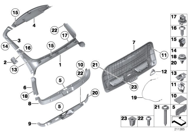 2011 BMW 550i GT  Trim Panel, Trunk Lid Diagram for 51497223715