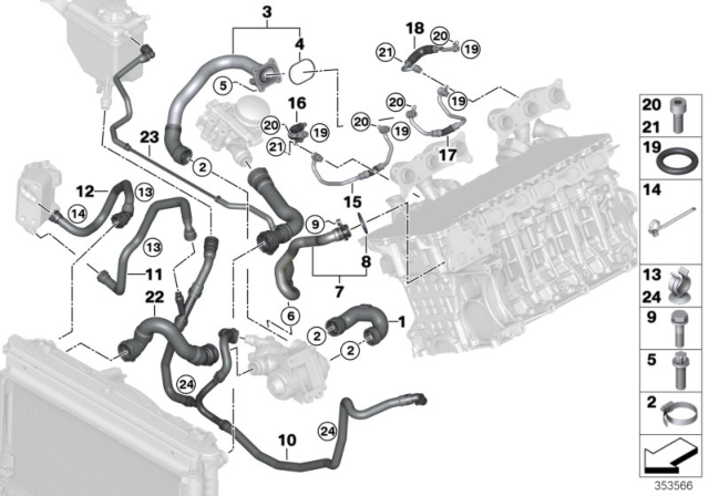 2008 BMW 535i  Coolant Hose Diagram for 17127563852