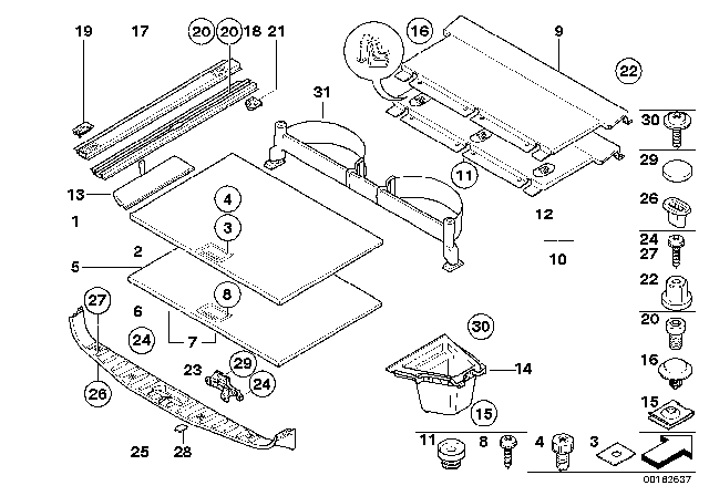 2010 BMW X3  Cover, Lashing Rail Left Diagram for 51473412873
