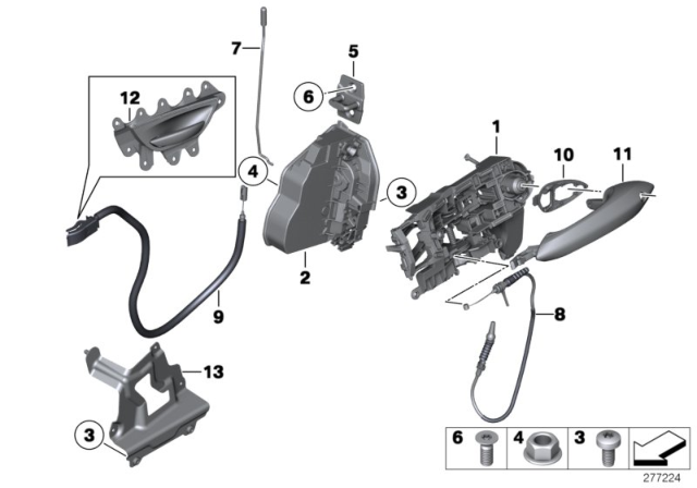 2012 BMW 550i GT xDrive  Bowden Cable, Door Opener, Front Diagram for 51217197802