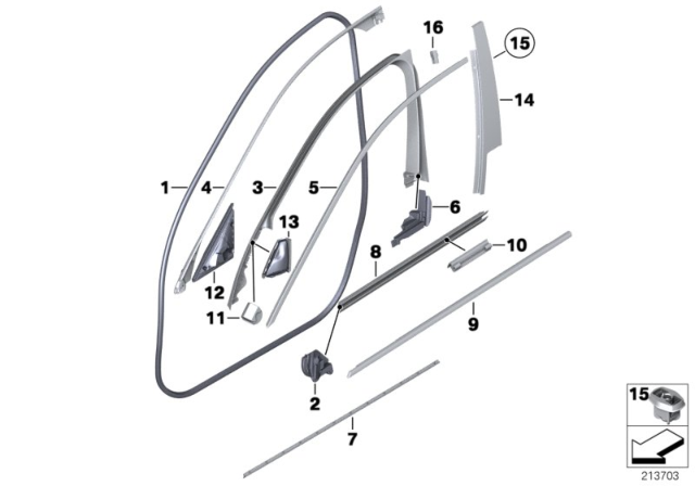 2015 BMW 528i Seal, Door Seam, Roof Front Left Diagram for 51767182285