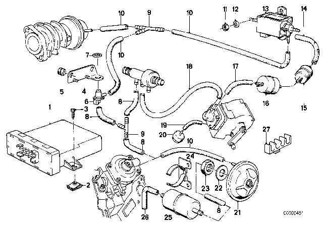 1985 BMW 524td Vacuum Hose White Diagram for 11747797177