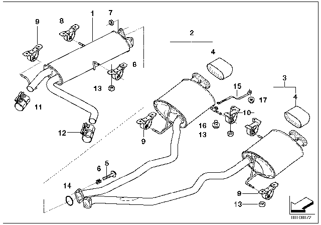 2003 BMW X5  Rear Muffler Left Diagram for 18107512700