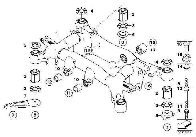 2006 BMW 550i Stopper, Top Rear Diagram for 33316765409