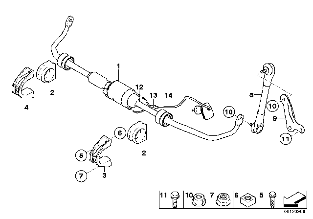 2005 BMW 545i  Active Stabilizer Bar Diagram for 37116780013