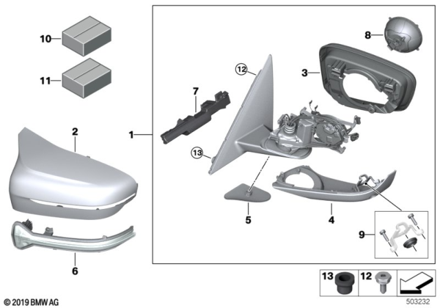 2020 BMW M8  REPAIR KIT EXTERIOR REARVIEW Diagram for 51167460316